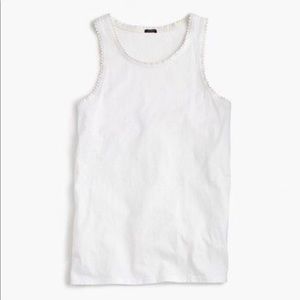 J. Crew Faux Leather Scalloped Trim Tank